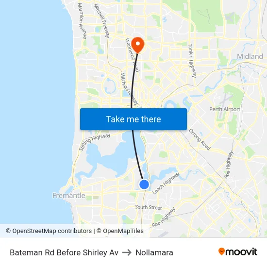 Bateman Rd Before Shirley Av to Nollamara map