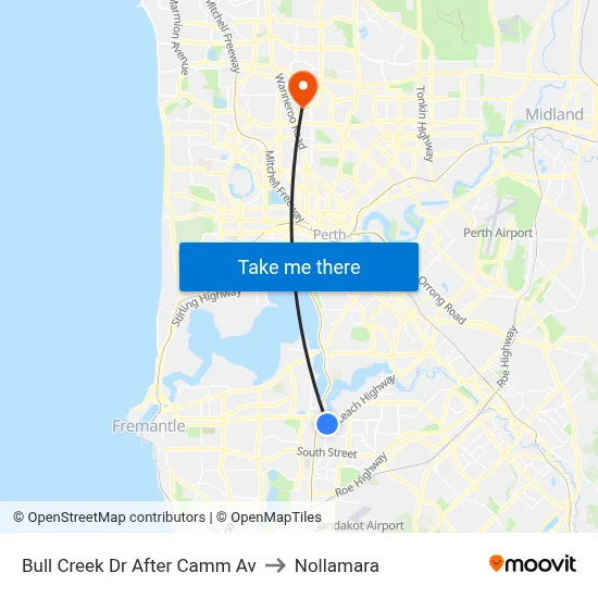 Bull Creek Dr After Camm Av to Nollamara map