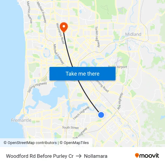 Woodford Rd Before Purley Cr to Nollamara map