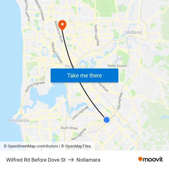 Wilfred Rd Before Dove St to Nollamara map