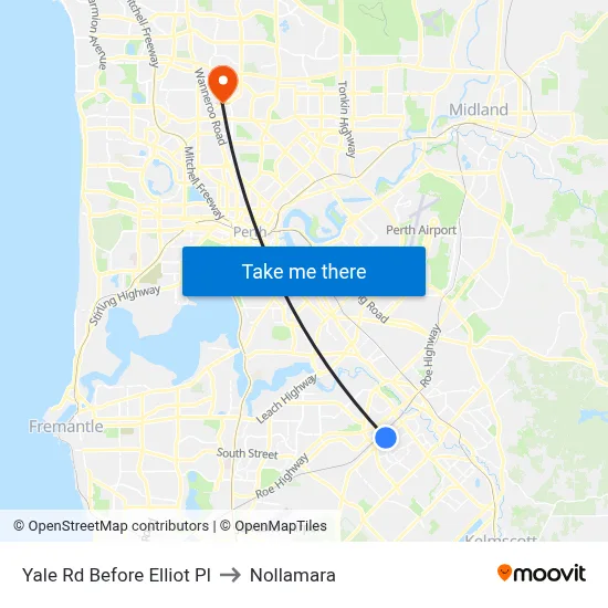 Yale Rd Before Elliot Pl to Nollamara map