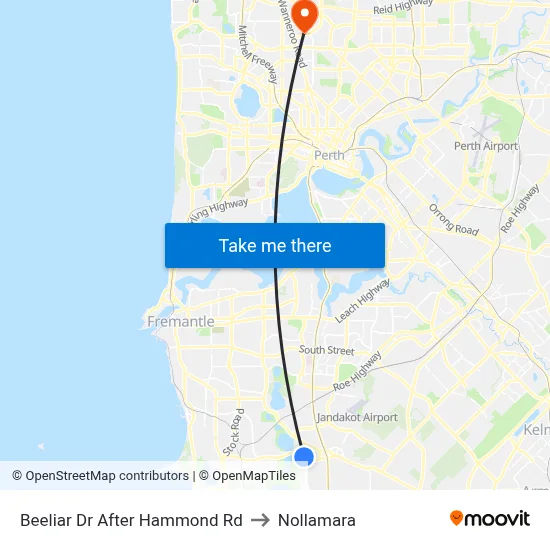 Beeliar Dr After Hammond Rd to Nollamara map