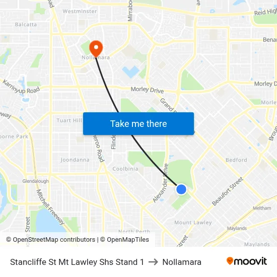 Stancliffe St Mt Lawley Shs Stand 1 to Nollamara map