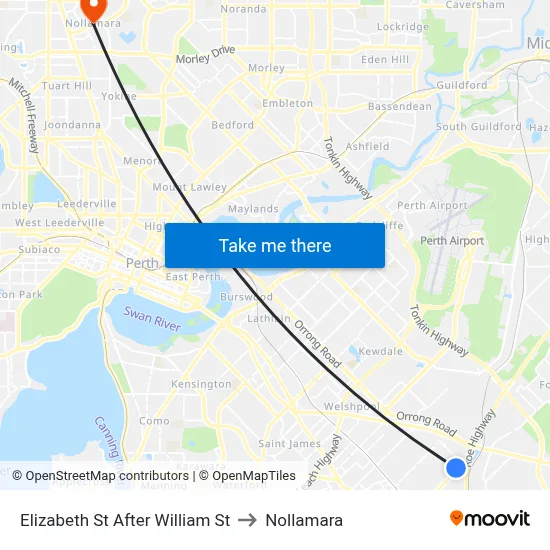 Elizabeth St After William St to Nollamara map