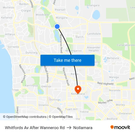 Whitfords Av After Wanneroo Rd to Nollamara map