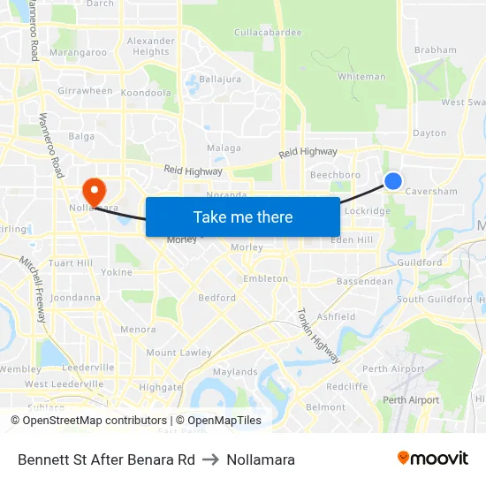 Bennett St After Benara Rd to Nollamara map
