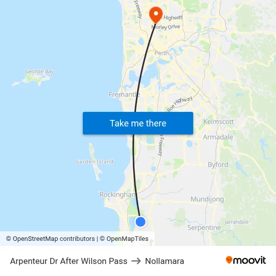 Arpenteur Dr After Wilson Pass to Nollamara map