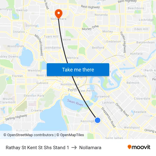Rathay St Kent St Shs Stand 1 to Nollamara map