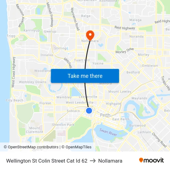 Wellington St Colin Street Cat Id 62 to Nollamara map