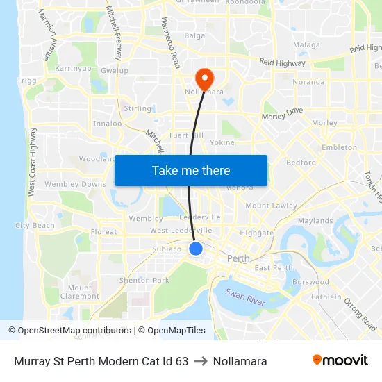 Murray St Perth Modern Cat Id 63 to Nollamara map