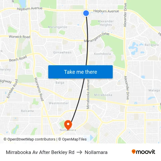 Mirrabooka Av After Berkley Rd to Nollamara map