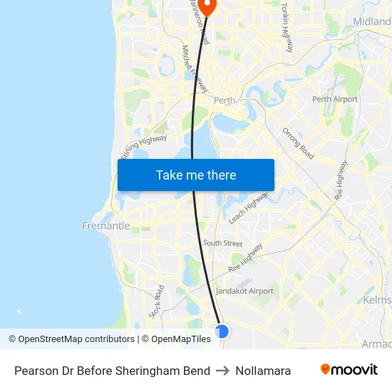 Pearson Dr Before Sheringham Bend to Nollamara map