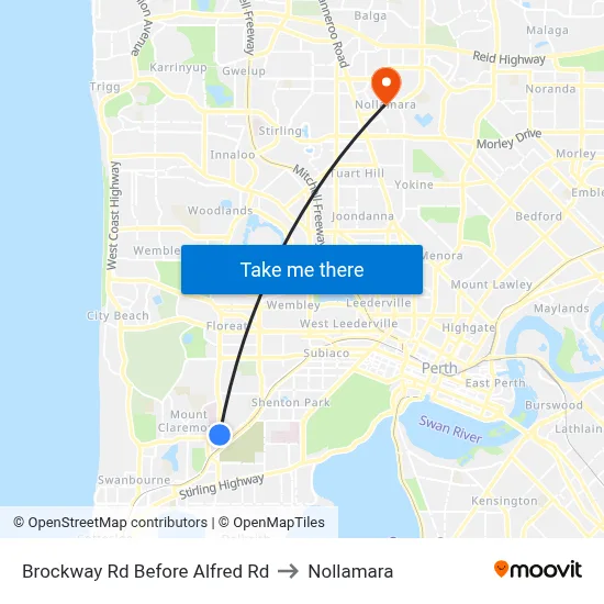 Brockway Rd Before Alfred Rd to Nollamara map