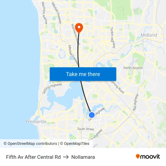 Fifth Av After Central Rd to Nollamara map