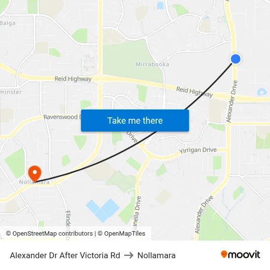 Alexander Dr After Victoria Rd to Nollamara map
