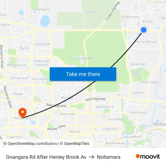 Gnangara Rd After Henley Brook Av to Nollamara map