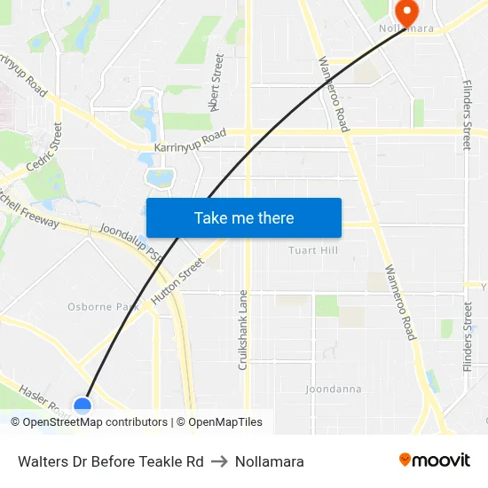 Walters Dr Before Teakle Rd to Nollamara map