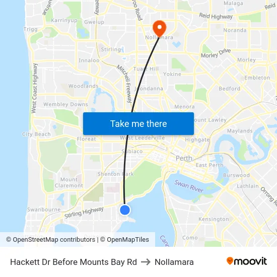 Hackett Dr Before Mounts Bay Rd to Nollamara map
