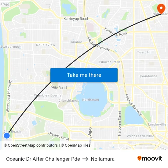 Oceanic Dr After Challenger Pde to Nollamara map