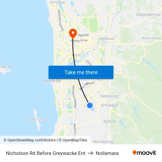 Nicholson Rd Before Greywacke Ent to Nollamara map