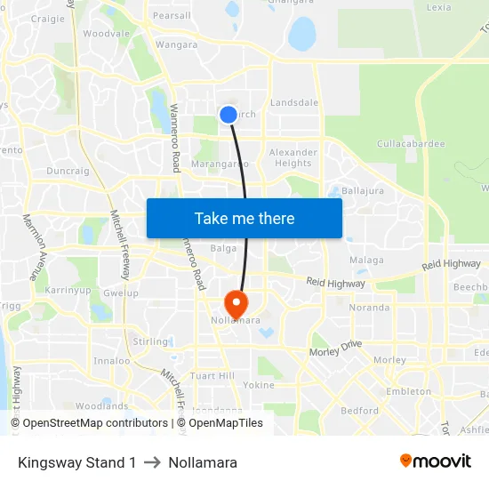 Kingsway   Stand 1 to Nollamara map