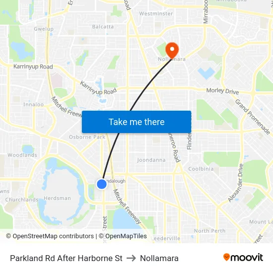 Parkland Rd After Harborne St to Nollamara map