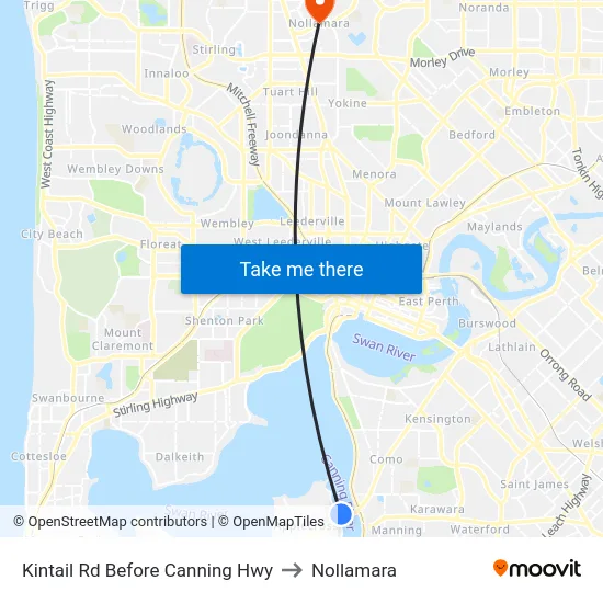 Kintail Rd Before Canning Hwy to Nollamara map