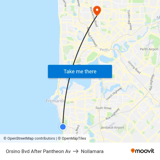 Orsino Bvd After Pantheon Av to Nollamara map