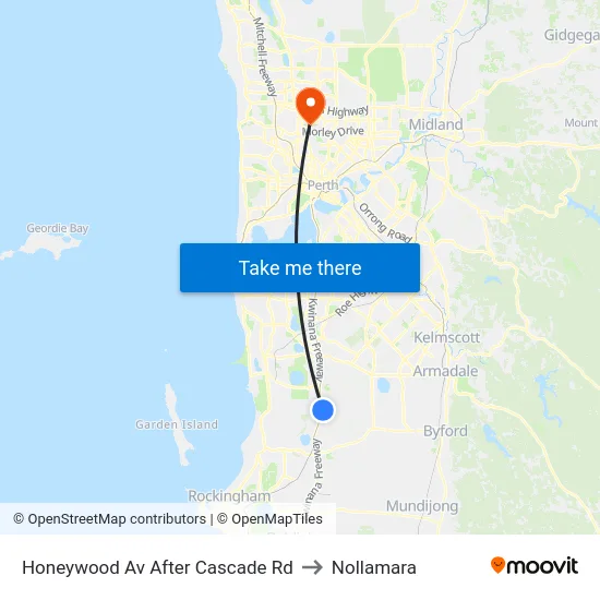 Honeywood Av After Cascade Rd to Nollamara map