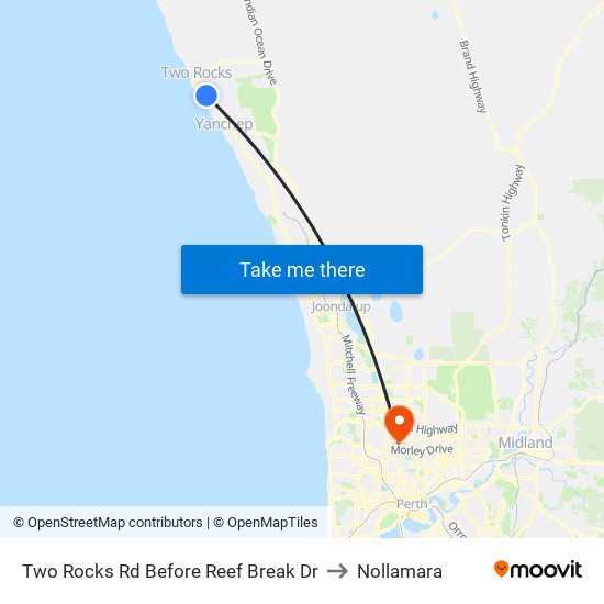 Two Rocks Rd Before Reef Break Dr to Nollamara map