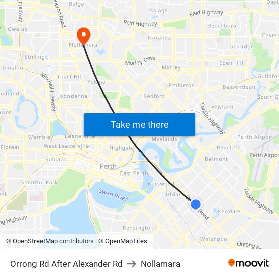 Orrong Rd After Alexander Rd to Nollamara map