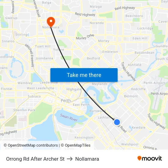 Orrong Rd After Archer St to Nollamara map