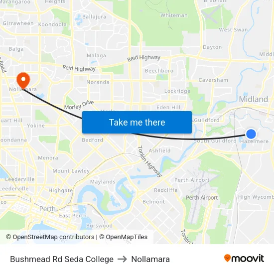 Bushmead Rd Seda College to Nollamara map