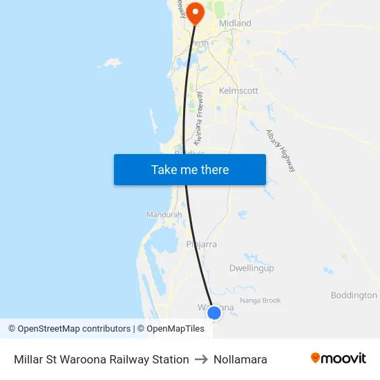 Millar St Waroona Railway Station to Nollamara map