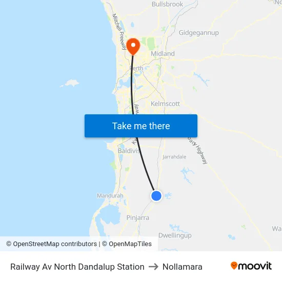 Railway Av North Dandalup Station to Nollamara map