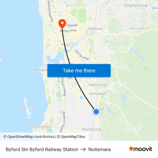 Byford Stn Byford Railway Station to Nollamara map