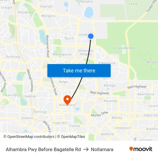 Alhambra Pwy Before Bagatelle Rd to Nollamara map