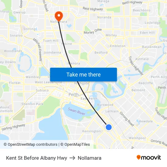 Kent St Before Albany Hwy to Nollamara map
