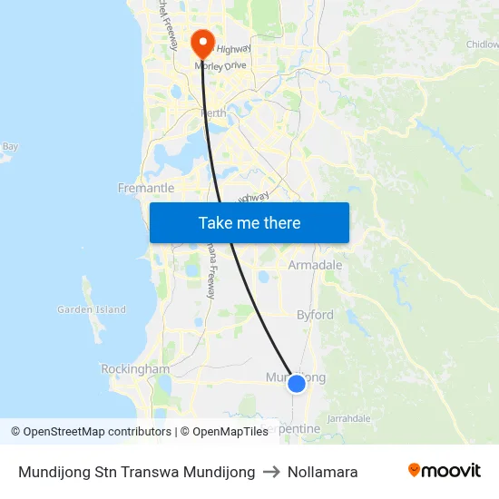 Mundijong Stn Transwa Mundijong to Nollamara map