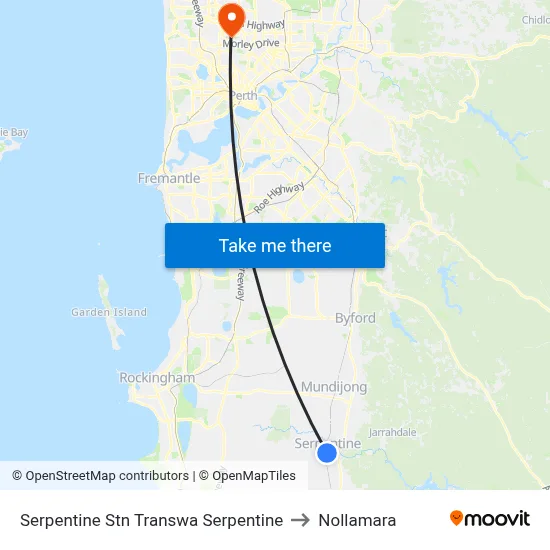 Serpentine Stn Transwa Serpentine to Nollamara map