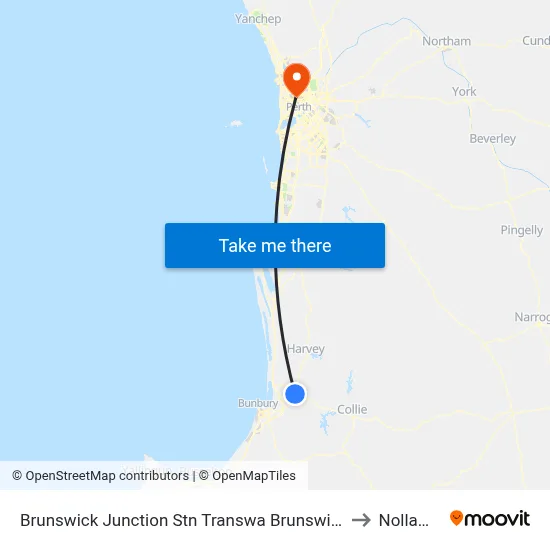 Brunswick Junction Stn Transwa Brunswick Junction to Nollamara map