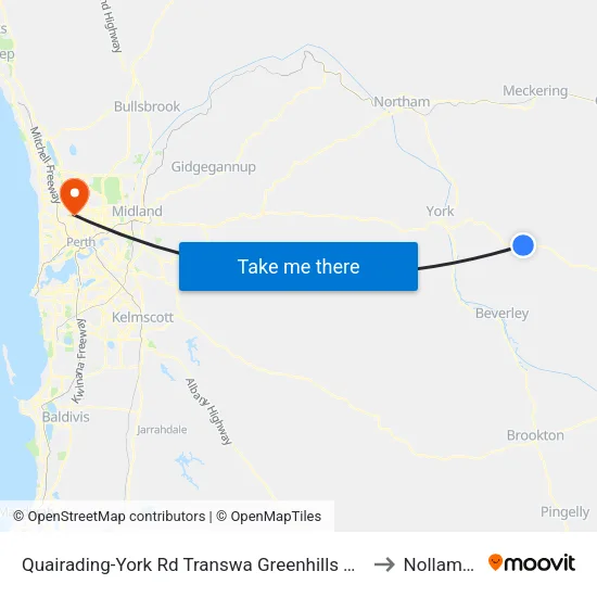 Quairading-York Rd Transwa Greenhills Turnoff to Nollamara map