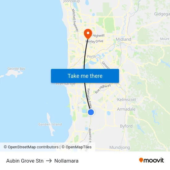 Aubin Grove Stn to Nollamara map