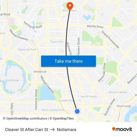 Cleaver St After Carr St to Nollamara map