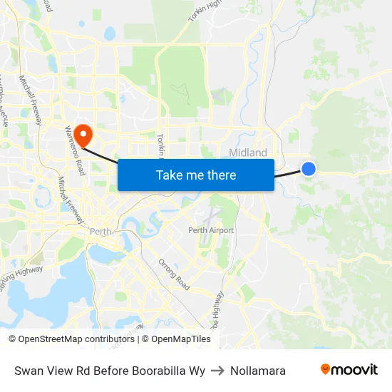 Swan View Rd Before Boorabilla Wy to Nollamara map