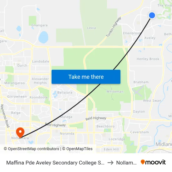Maffina Pde Aveley Secondary College Stand 3 to Nollamara map