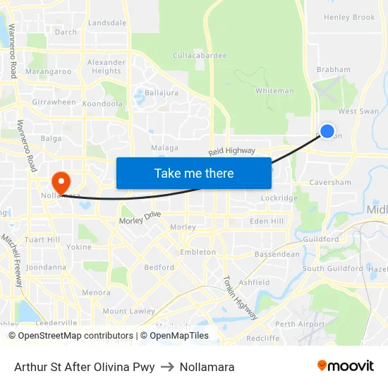 Arthur St After Olivina Pwy to Nollamara map