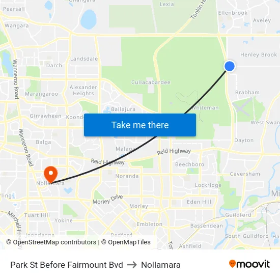 Park St Before Fairmount Bvd to Nollamara map