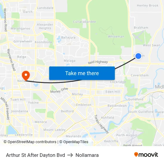 Arthur St After Dayton Bvd to Nollamara map
