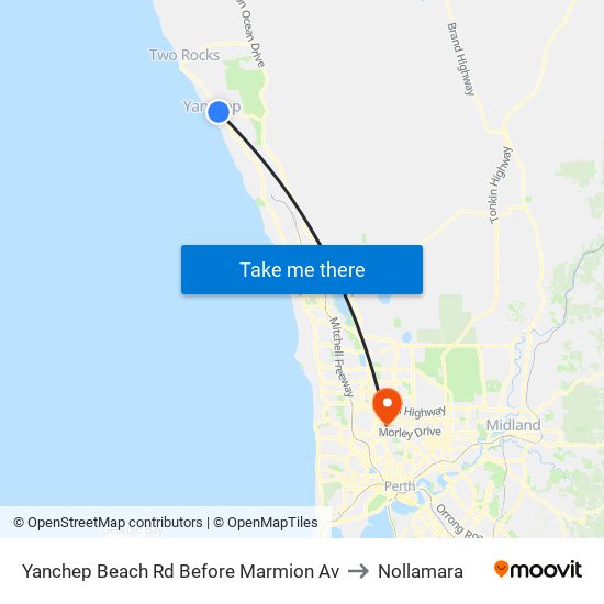 Yanchep Beach Rd Before Marmion Av to Nollamara map